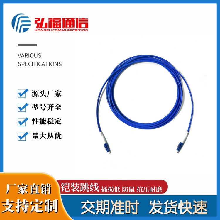 鎧裝光纖跳線單模單芯LC轉(zhuǎn)LC-FC-SC-ST電信級PVC防鼠阻燃延長線