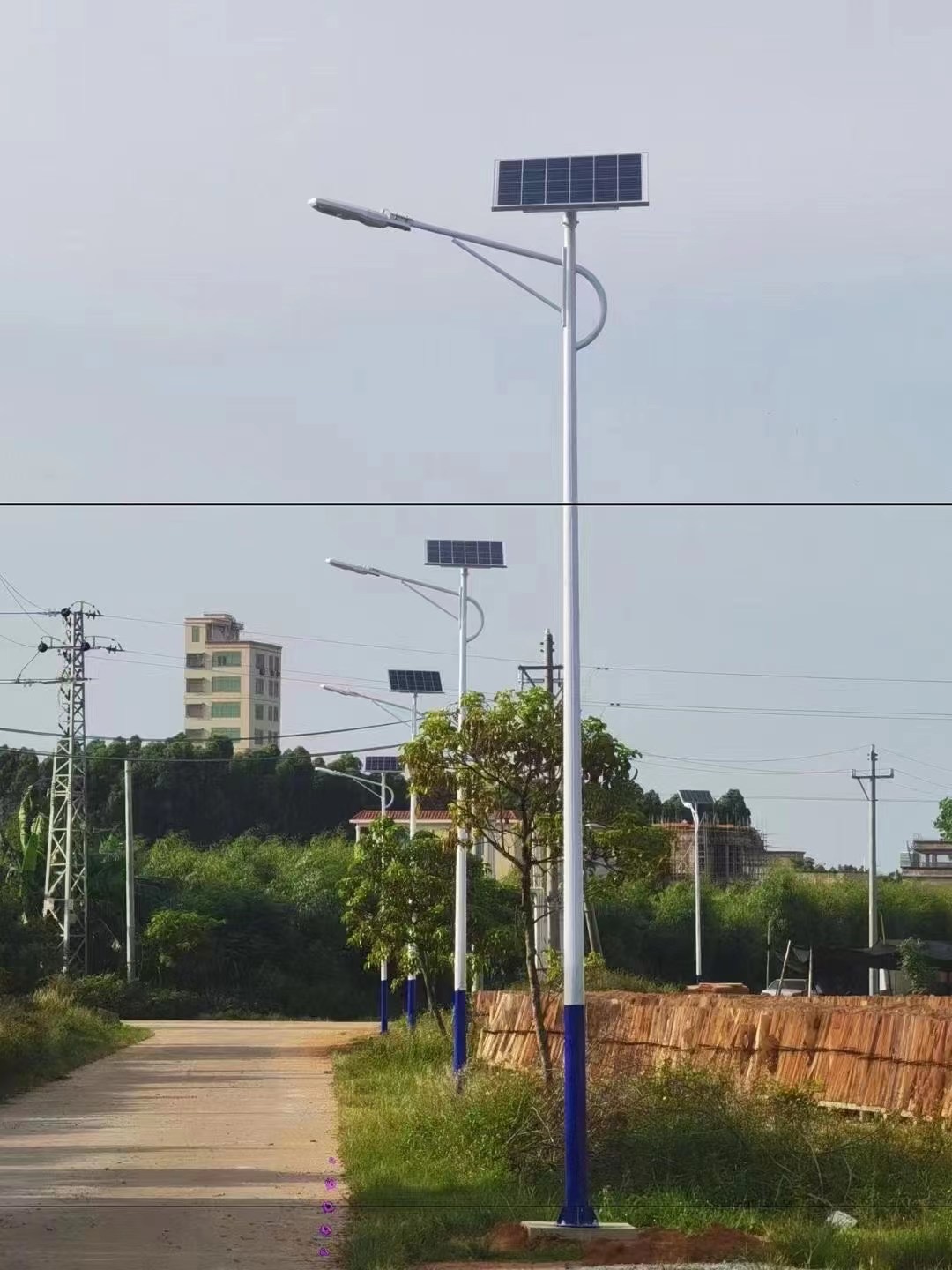 新農(nóng)村市電路燈小區(qū)6米70WLED太陽能燈具防腐燈桿長續(xù)航