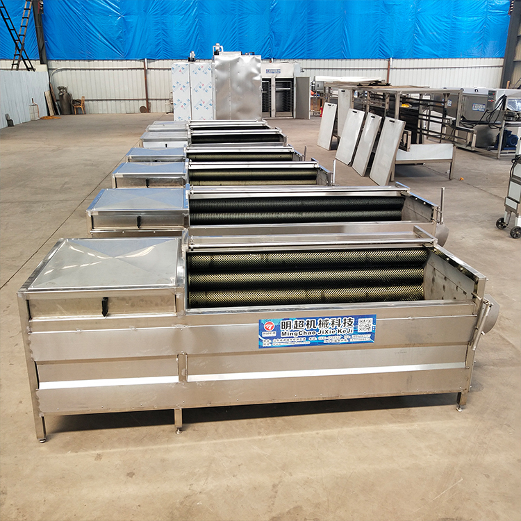 明超連續(xù)式果蔬凈菜加工流水線胡蘿卜清洗設(shè)備中央廚房定制機(jī)器