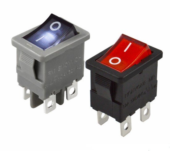 三腳三檔防水船形開關配防水帽-電源開關-32mmX15mm船型翹板電源開關