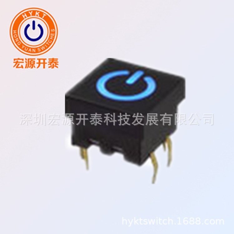 CNHYKT黑色電源標(biāo)透光TS12帶燈輕觸開關(guān)宏源開泰科技