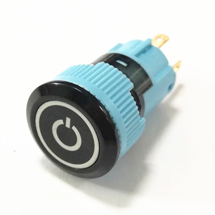 直徑16MM防水IP67塑膠按鈕開關\/可鐳雕字符\/復位\/自鎖