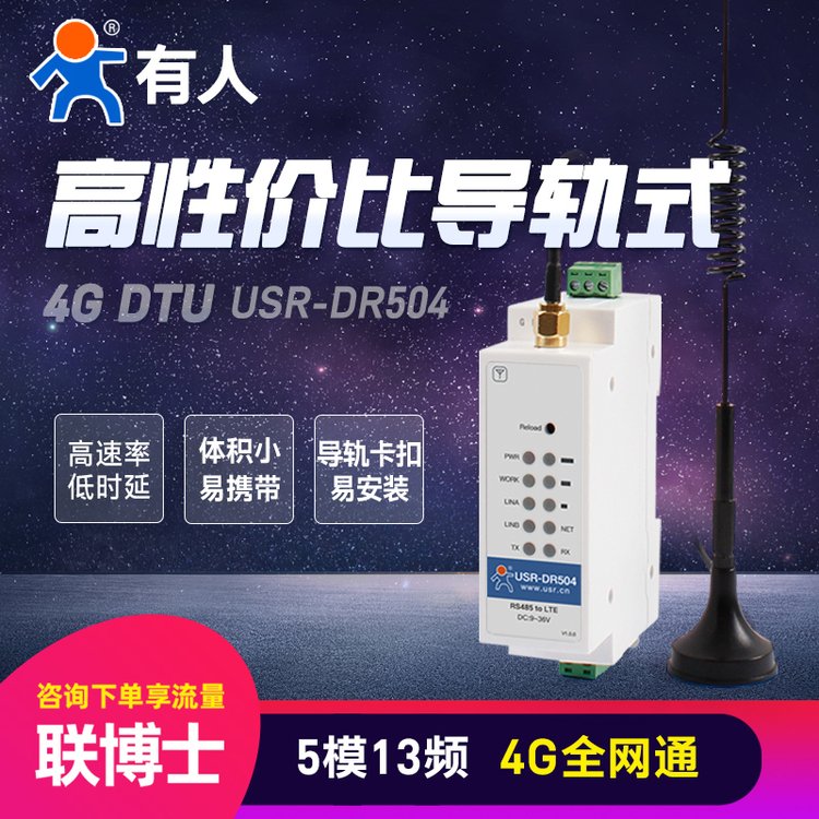 【有人物聯(lián)網(wǎng)】4gdtu模塊無線傳輸工業(yè)級(jí)485數(shù)據(jù)導(dǎo)軌式D