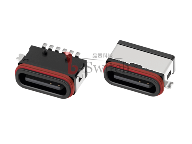 IPX7防水板上6pinTypeC母座廠家直銷庫存充足