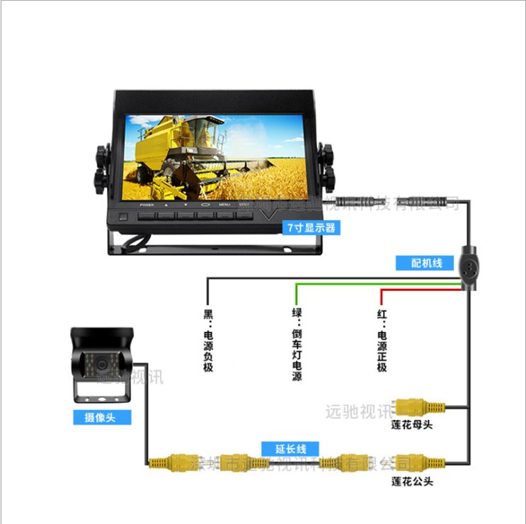 遠(yuǎn)馳客車，貨車7寸U型支架車載顯示器IPS全視角