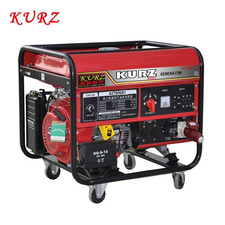 KURZ庫(kù)茲5.5KW家用小型汽油發(fā)電機(jī)230V兩相電低油耗KZ6500E
