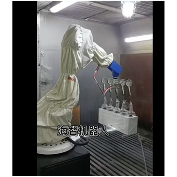 電機外殼五金電器外殼圓形工件轉(zhuǎn)臺式旋轉(zhuǎn)靜電噴漆機器人