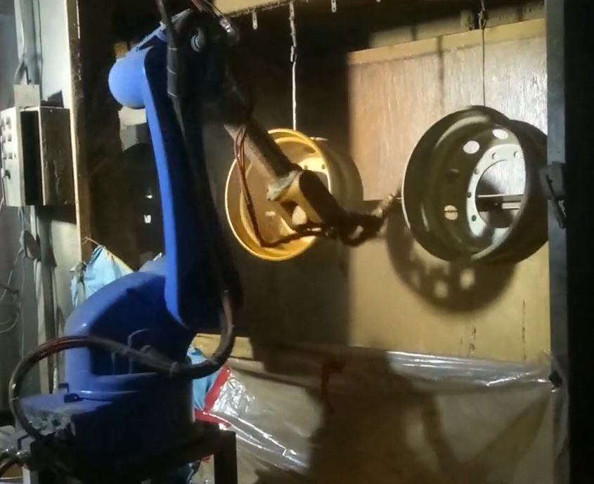 汽車輪轂連桿軸流水線吊掛線追蹤靜電噴漆噴涂機(jī)器人機(jī)械手