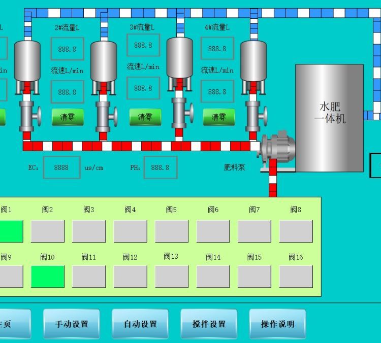 7寸觸摸屏水肥機控制器水肥一體機系統(tǒng)可帶4路注肥調(diào)節(jié)施肥速率