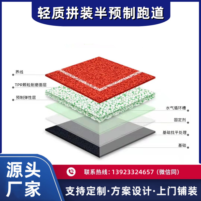 13mm厚無縫預制新型gdpu塑膠跑道聚氨酯面層全國施工包工包料