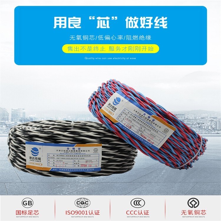 無鹵低煙聚烯烴絕緣阻燃絞型連接軟線WDZ-RYS2*1.5