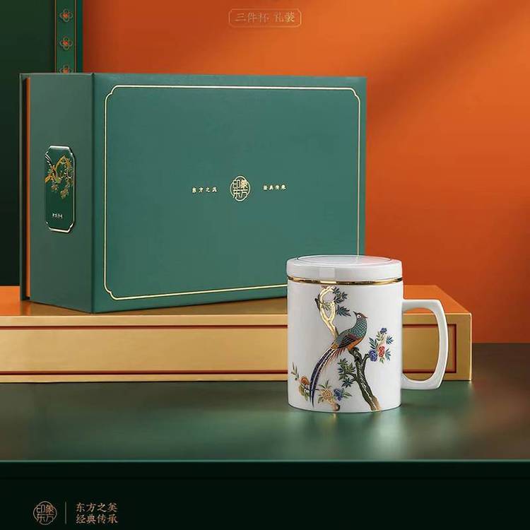 國企辦公室過濾茶杯帶茶罐2021新品文創(chuàng)杯子平安喜樂三件杯