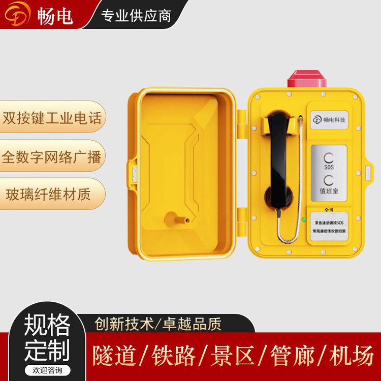 暢電防塵雙按鍵工業(yè)電話機全數(shù)字網(wǎng)絡(luò)型廣播對講機號角揚聲器
