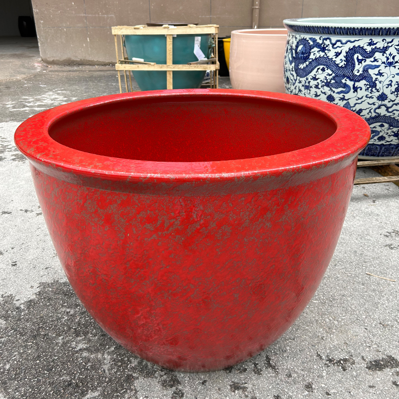 景德鎮(zhèn)陶瓷大水缸公司酒店擺件門海缸紅色錦鯉睡蓮荷花缸庭院種樹