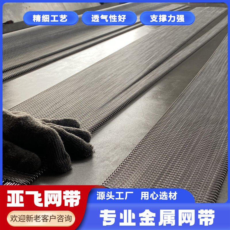 亞飛淬火爐網(wǎng)帶廠加密人字形折邊食品加工金屬帶