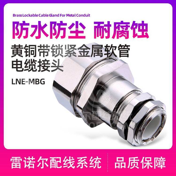 雷諾爾LNE-MBG帶鎖緊金屬軟管接頭，包塑管電纜葛蘭頭