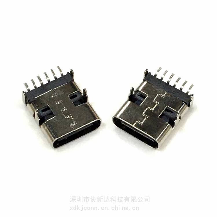 USB3.1臥式加長(zhǎng)母座TYPEC6PIN板上型四腳插板SMT加長(zhǎng)8.010.0mm插座