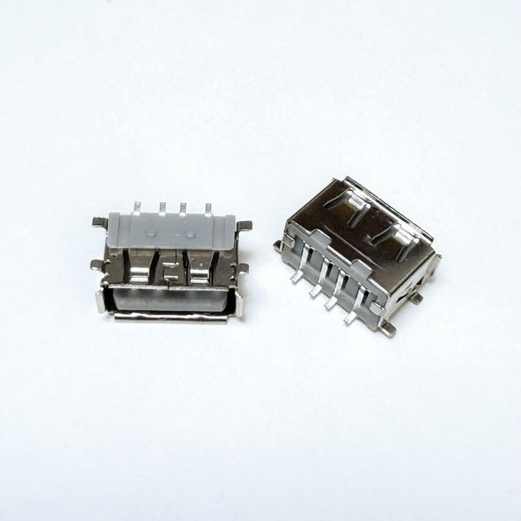 USB短體8.5mm全貼母座AF臥式四腳貼板SMT插座A母板上180度貼板灰