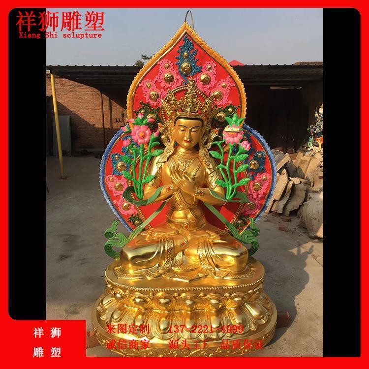 大型純銅彩繪藏傳密宗佛像擺件背光文殊菩薩祥獅雕塑