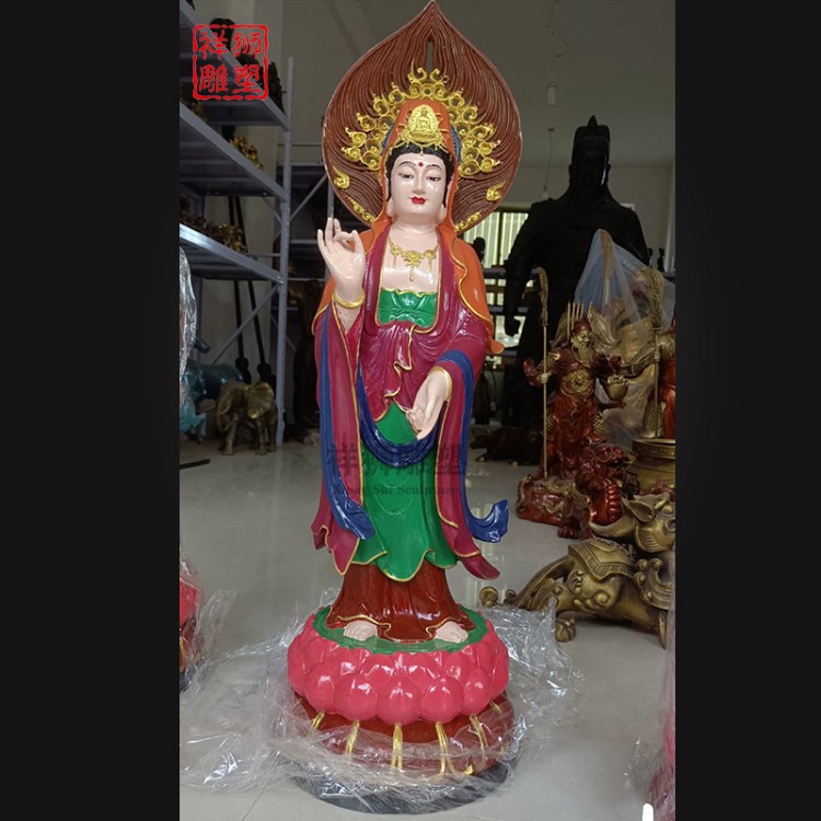 祥獅全銅西方三圣擺件立蓮觀音佛像家用阿彌陀佛大勢至菩薩像1米