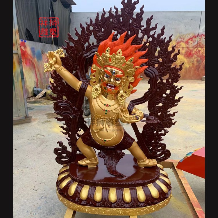 金剛手純銅鎏金佛像擺件藏傳鑲嵌寶石黃銅鑄造精致佛具用品可定制