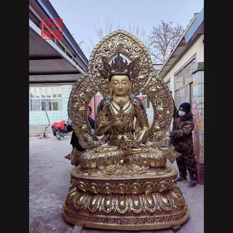 祥獅大型銅質(zhì)金剛薩埵佛像黃銅藏傳民族用品居家銅器擺件3米定制