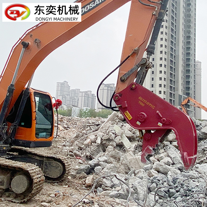 挖機液壓鉗房子拆遷液壓粉碎鉗廢舊建筑混凝土破碎鉗