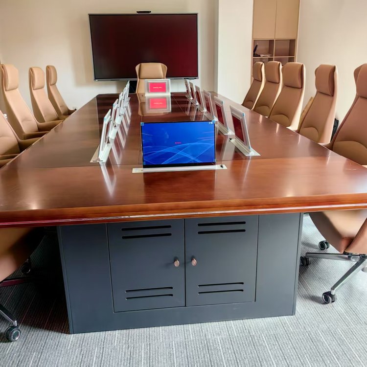 無紙化會議系統(tǒng)主機(jī)升降器廠家定制lcd液晶電子桌牌升降一體機(jī)