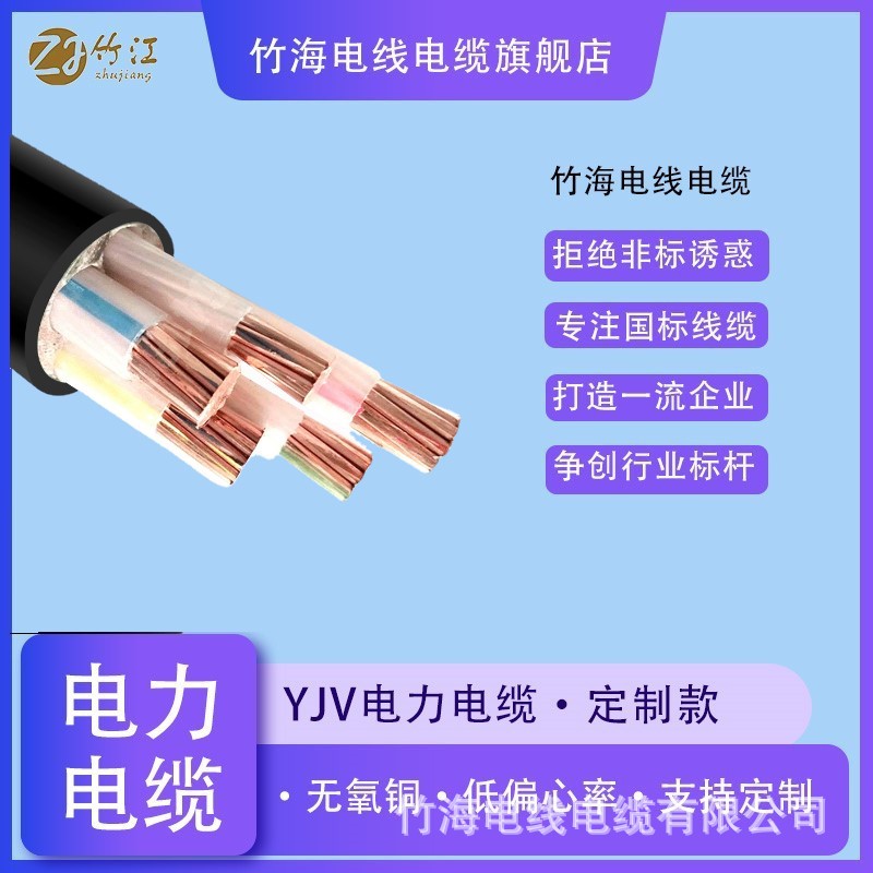 【竹海】純銅芯YJV3 2芯10162535平方室外工程電力電纜