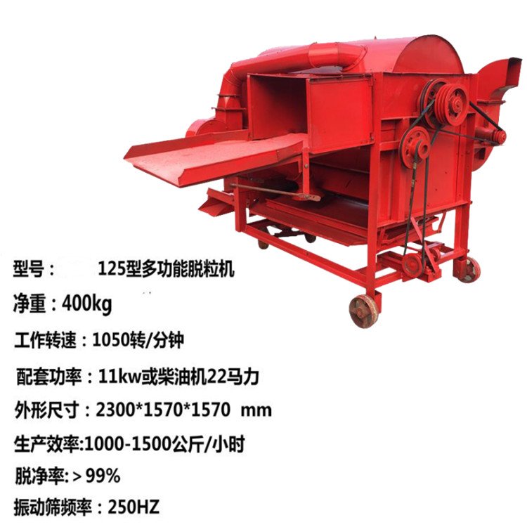 魯宏125型三相電小麥高粱大豆苦豆子脫粒機(jī)谷子菜籽打谷機(jī)