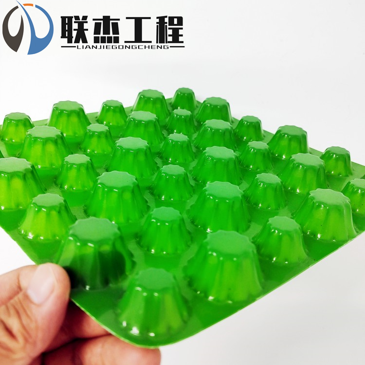 聯(lián)杰pvc排水板隧道車(chē)庫(kù)屋頂工程用綠色塑料疏水板自有工廠定制