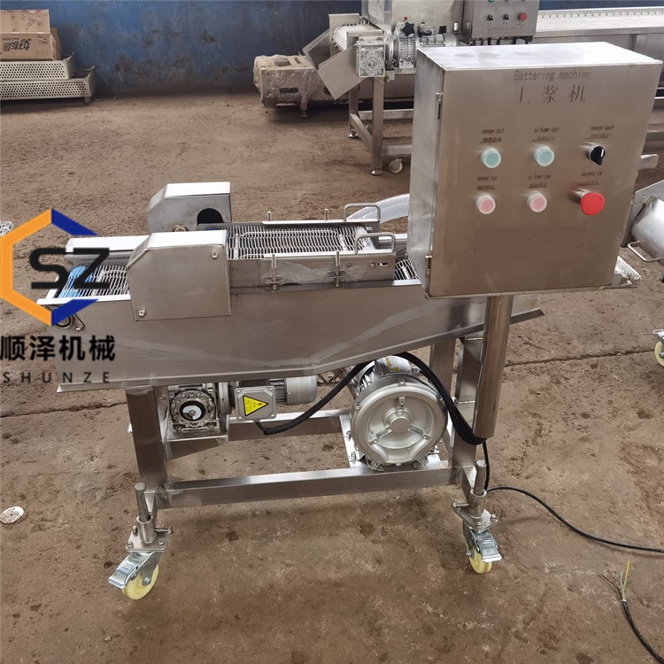 小酥肉濃漿機(jī)茄盒藕盒浸漿機(jī)連續(xù)式魚(yú)排肉排裹漿機(jī)順澤機(jī)械
