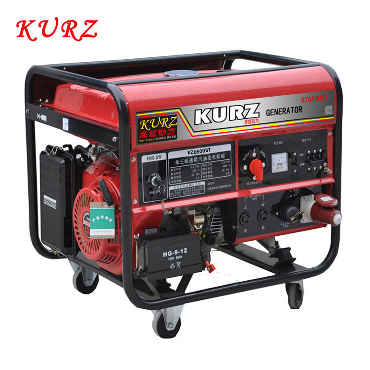 KURZ庫茲5KW小型汽油發(fā)電機單三相低油耗220v380v便攜式家用應急