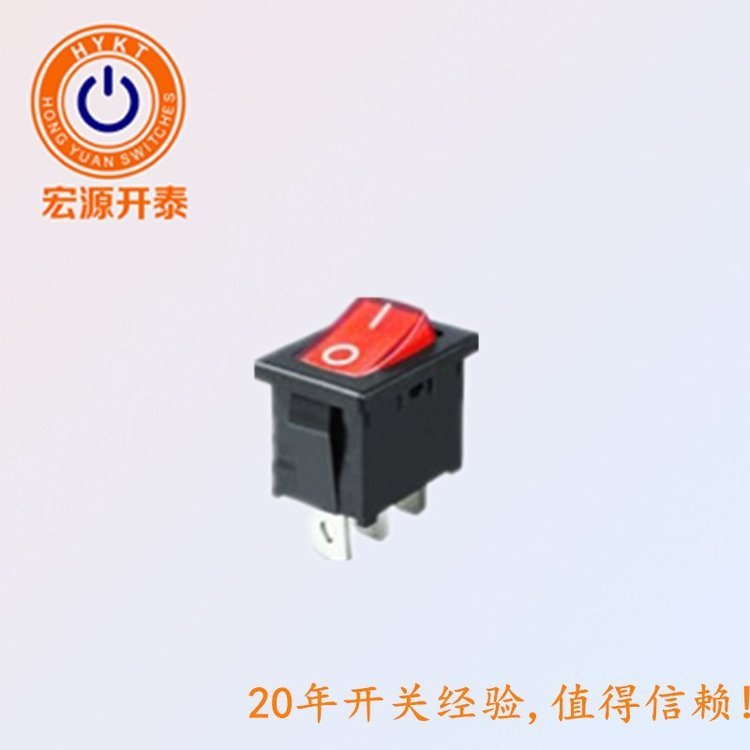 供應(yīng)21*15方形帶燈船型開關(guān)兩腳兩檔翹板開關(guān)燈壓可做3V-110V