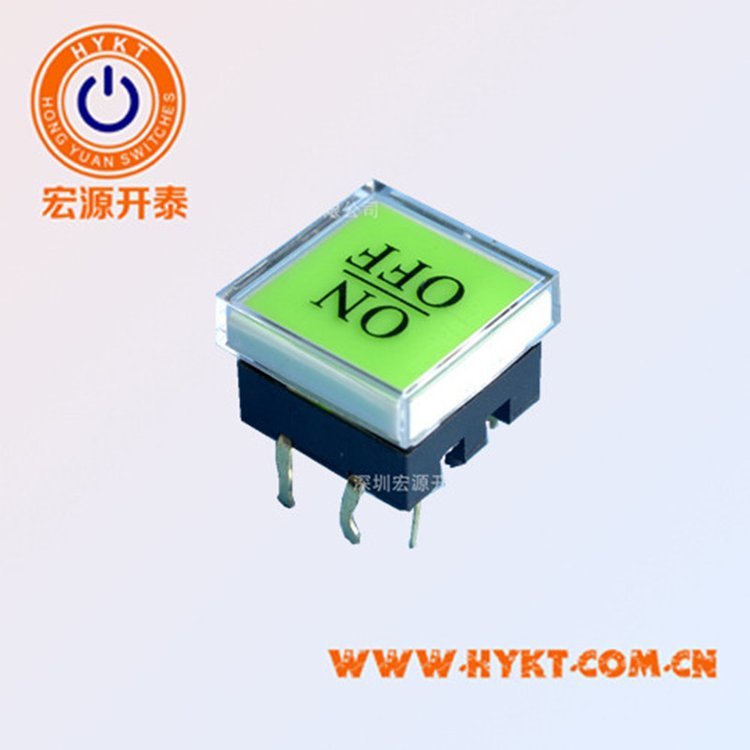 批發(fā)12X12輕觸帶燈開關(guān)TS12系列綠色蓋子帶綠燈TS12-1G1-G1