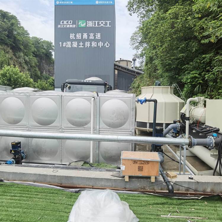 混凝土降溫制冷方法水池循環(huán)拌合站冷卻控溫辦法攪拌站制冷機