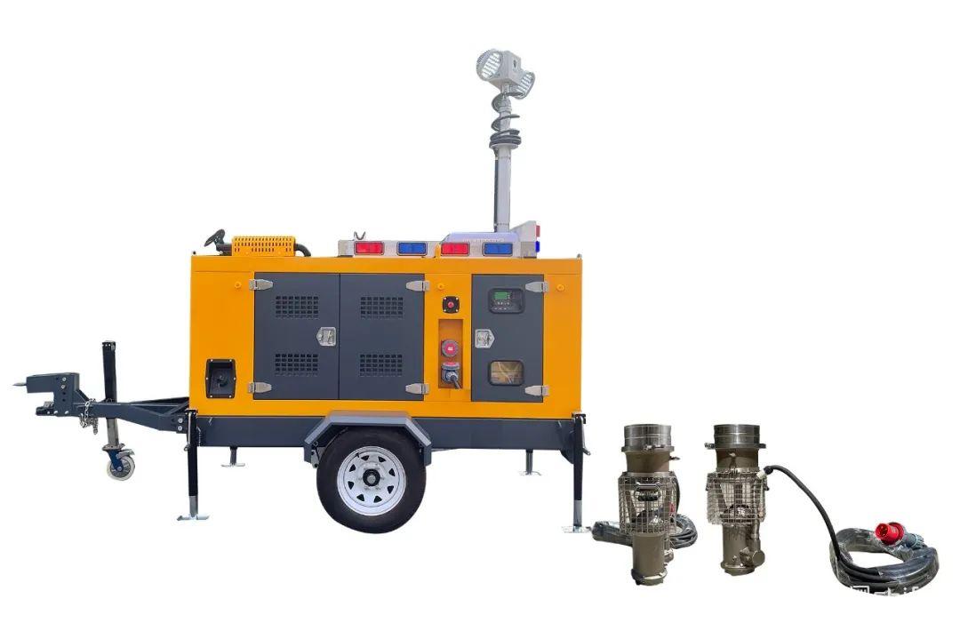 100KW移動(dòng)式排水發(fā)電照明泵站整機(jī)排水量≥1000m3\/h；大澤動(dòng)力
