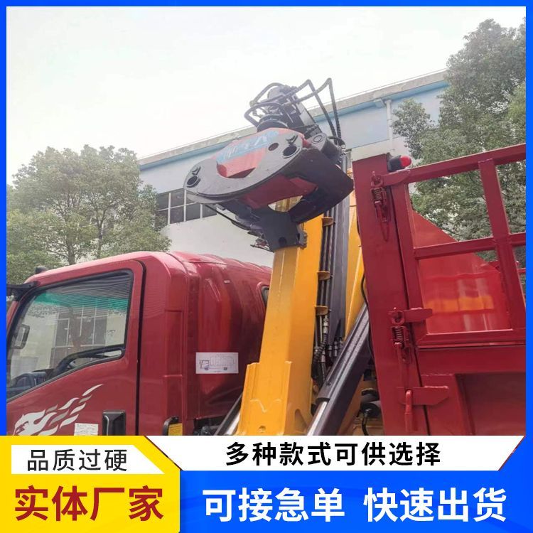 廢品回收專用車隨車抓車廠家反折臂貝殼式抓頭抓粉狀物