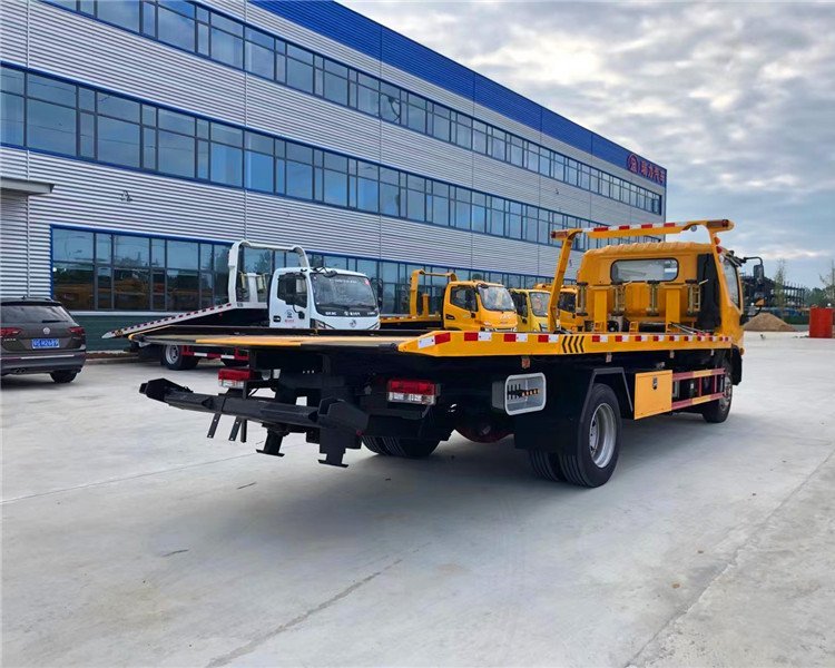 中型一拖二平板清障車,6噸清障車,后單橋清障車