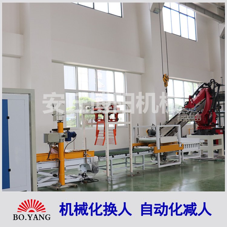 硝酸鈉全自動包裝機袋料機械手自動碼垛機實現(xiàn)全程無人化操作