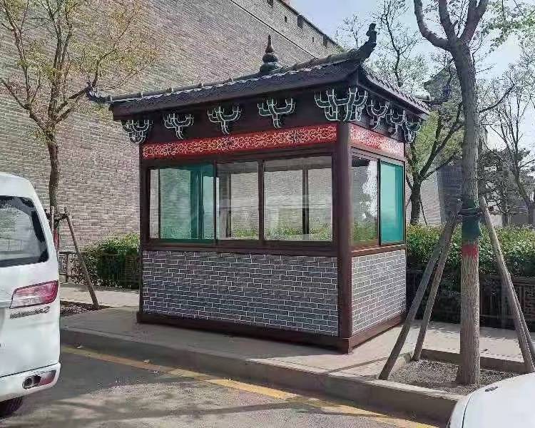 天津市不銹鋼崗亭廠家津南區(qū)金屬雕花板崗亭定制隔音保溫