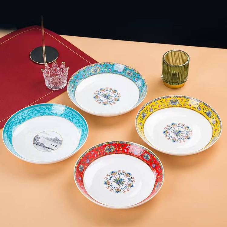 家用火鍋醬醋調(diào)料碟琺瑯彩骨瓷4英寸味碟自助餐小菜碟子
