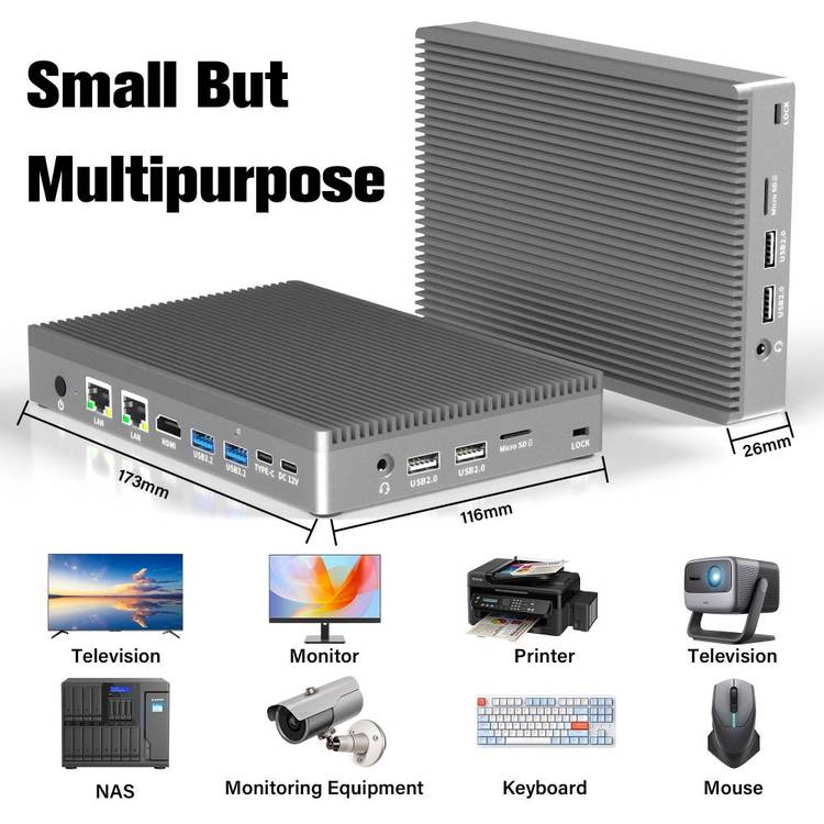 7寸多網(wǎng)口12代N100工業(yè)迷你主機(jī)無(wú)風(fēng)扇低功耗微型工控電腦盒子